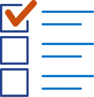List of 3 bullet points with the first one checked off in red.