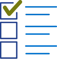 List of 3 bullet points with the first one checked off in green.