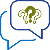 Green question marks in thought bubble stacked on top of another thought bubble.