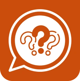 Question mark inside a white thought bubble on a red background.