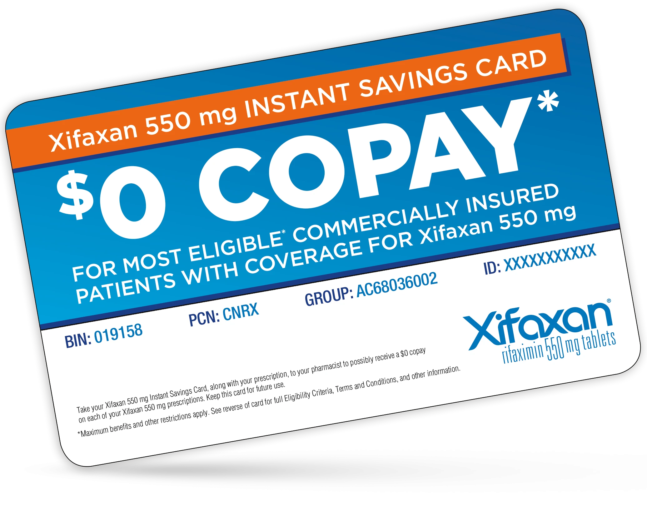 XIFAXAN® (rifaximin) $0 copay savings card for eligible commercially insured patients.