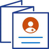 Medical pamphlet icon featuring a healthcare symbol on a folder graphic.